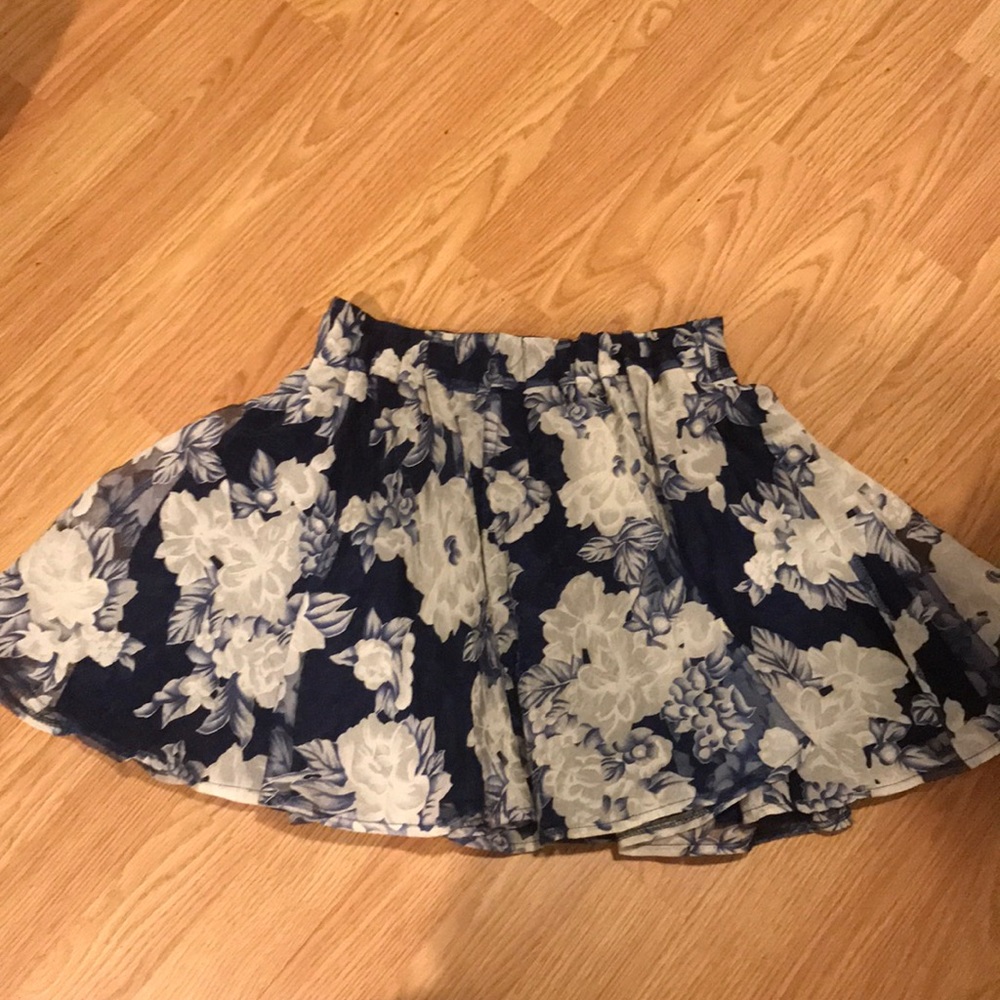 Navy and white floral skirt